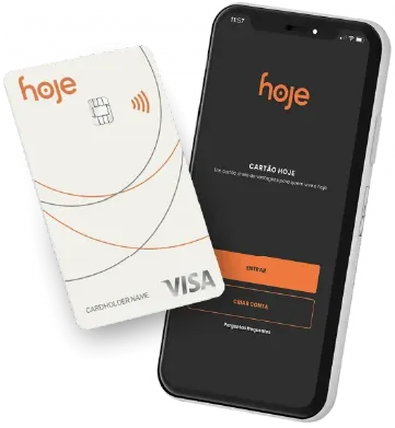 Cartão Hoje e o aplicativo aberto no celular